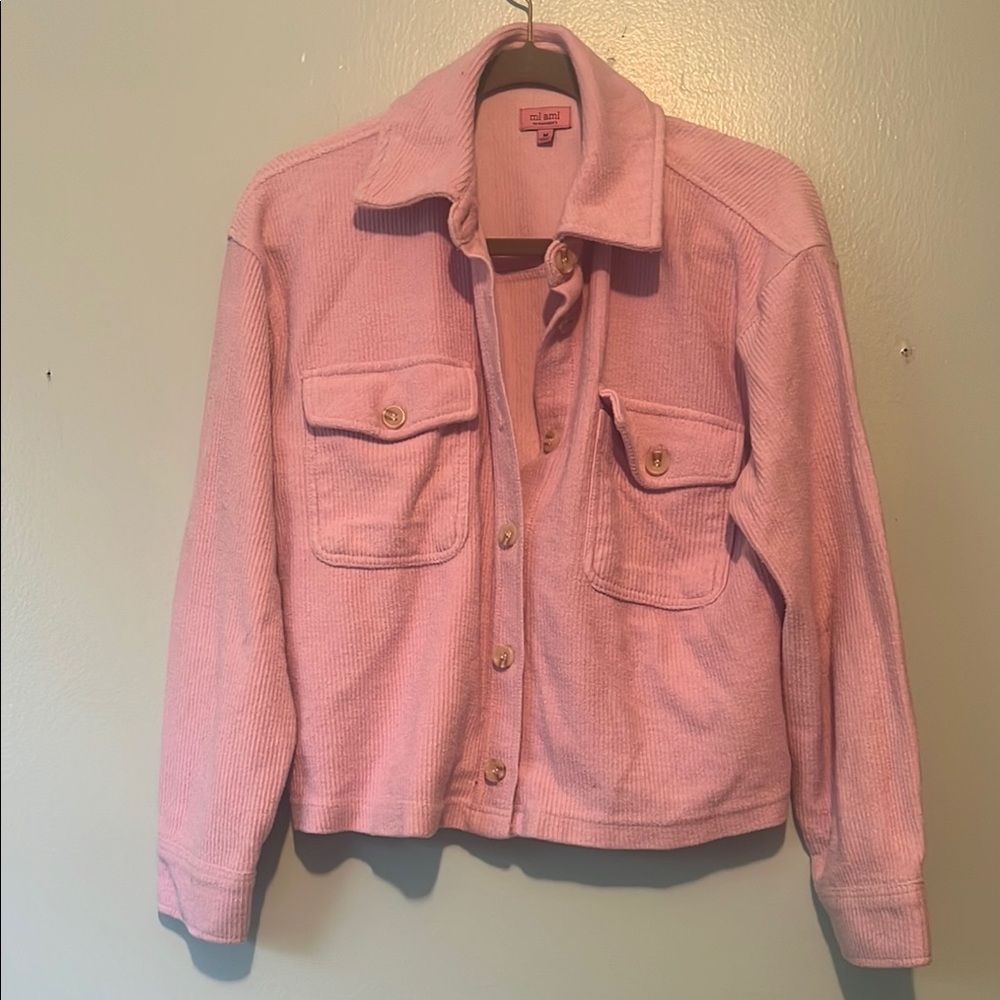 Joy Mangano Pink Utility Jacket with Classic Style